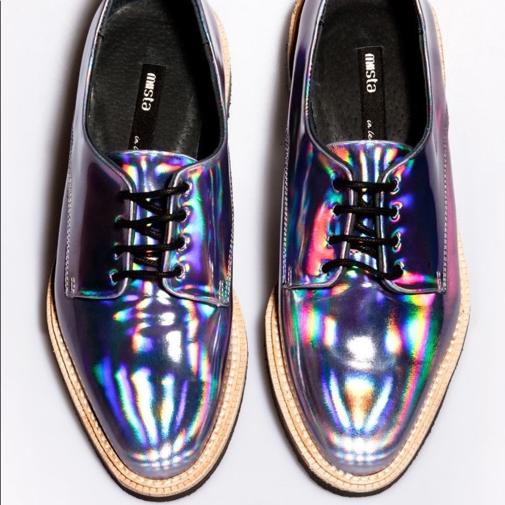 Miista Zoe Holographic Oxford Loafer Shoes